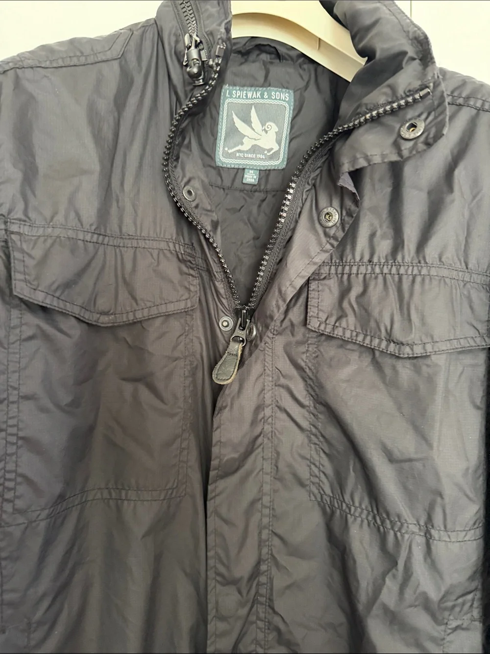 I. Spiwak & Sons Nylon Black Men's Windbreaker Rain Bomber Jacket Size:M